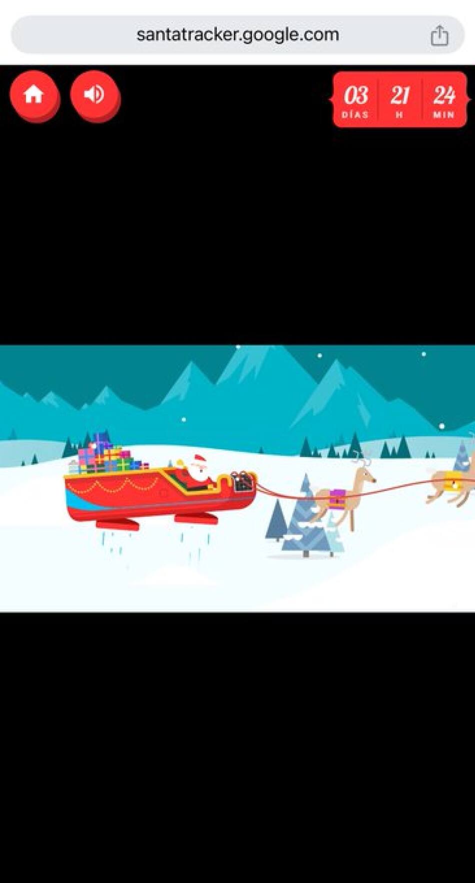 Santa Tracker. Fuente: Google App