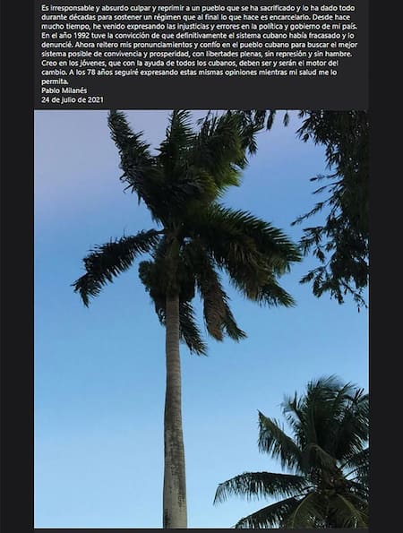Pablo Milanés, mensaje en Facebook