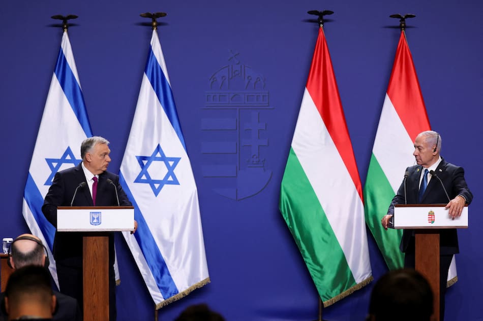 El presidente de Hungría, Viktor Orbán mantuvo una reunión con el primer ministro de Israel, Benjamín Netanyahu. Foto: Reuters/Bernadett Szabo.