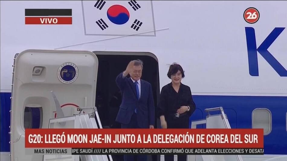 Arribo al país para la Cumbre del G20 de Moon Jae-In, presidente de Corea del Sur (Canal 26)