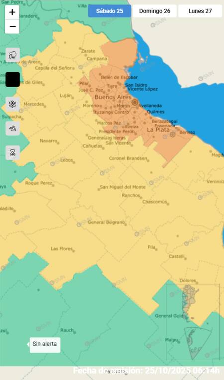 Alerta naranja sobre el AMBA por lluvias fuertes.