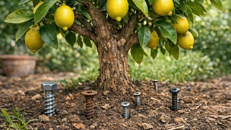 Limonero con tornillos a su alrededor.