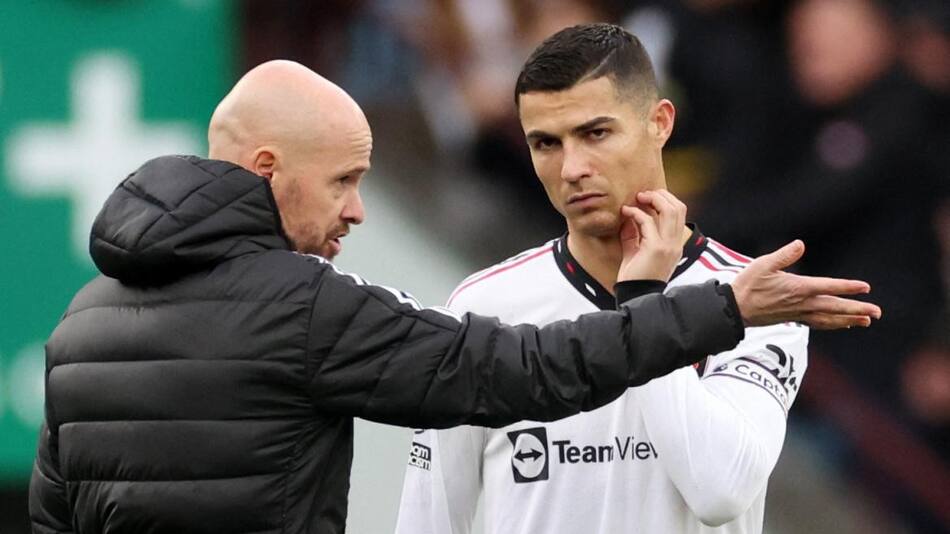 Cristiano Ronaldo y Erik ten Hag; Manchester United. Foto: Reuters.