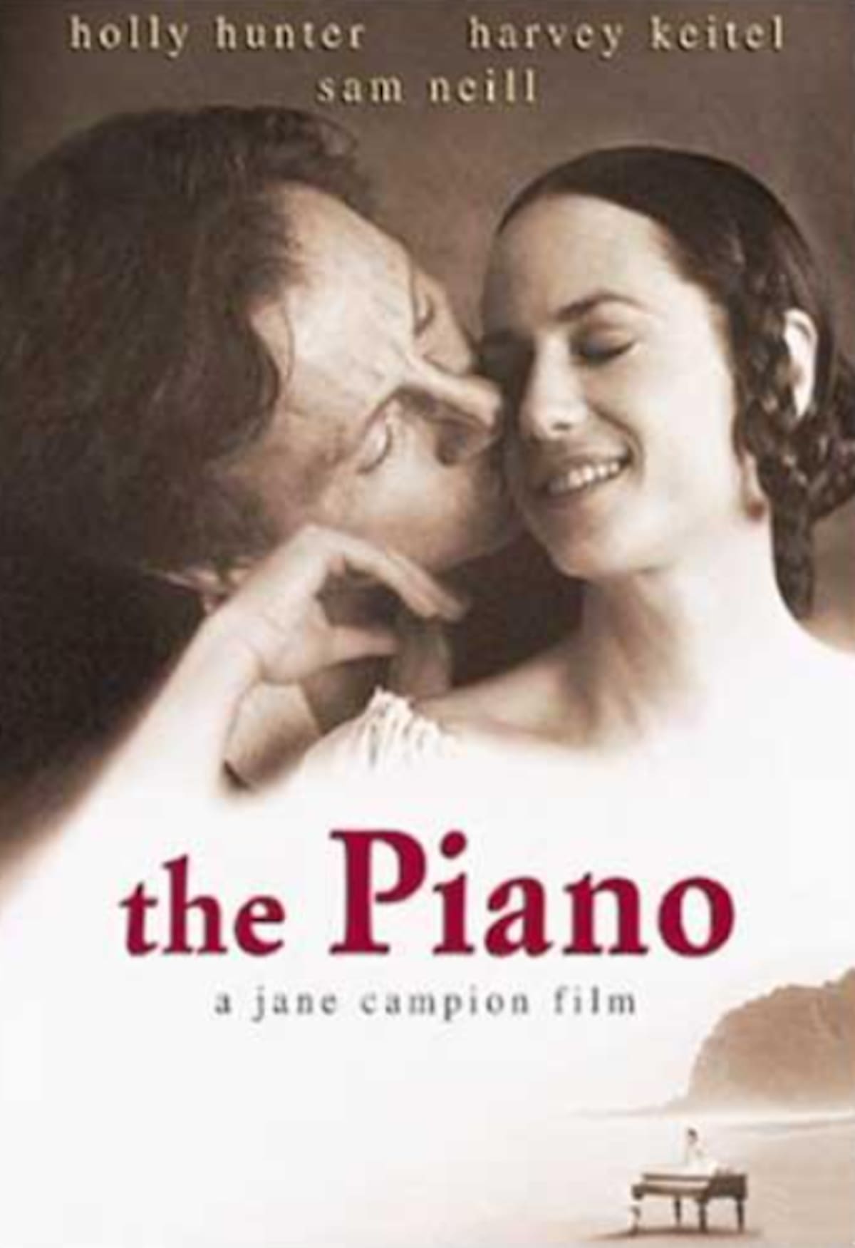 El piano (1993), película romántica protagonizada por Holly Hunter, Harvey Keitel y Sam Neil