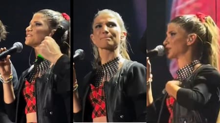La emoción de Camila Bordonaba en su regreso a los escenarios con Erreway. Foto: Captura.