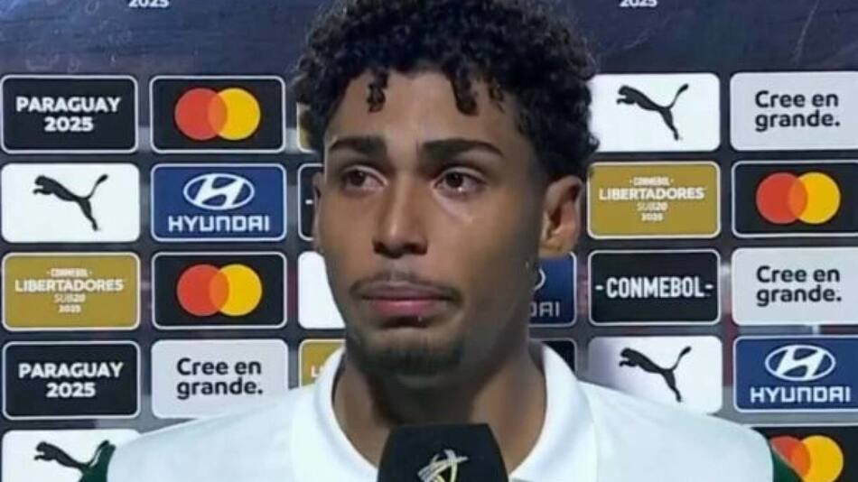 Luighi, futbolista del Sub 20 de Palmeiras, tras los gestos de racismo en la Copa Libertadores Sub 20. Foto: Captura de video.