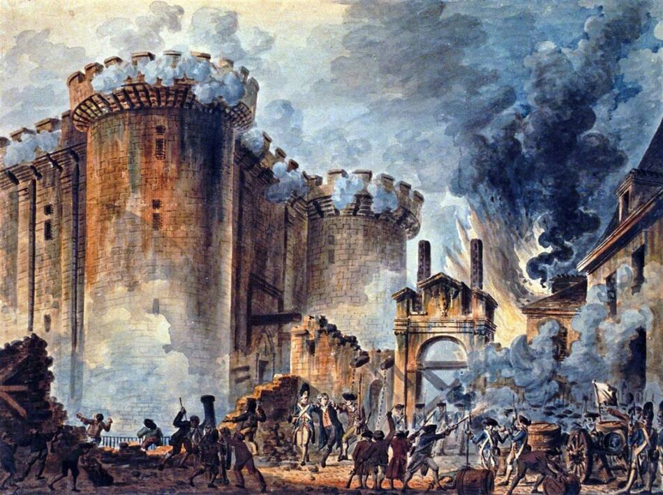 La toma de la Bastilla. Cuadro pintado por Jean-Pierre Houël y expuesto en la Biblioteca Nacional de Francia. Foto: PD.