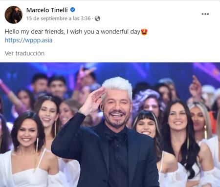 Hackearon el Facebook de Marcelo Tinelli. Foto: captura de pantalla.