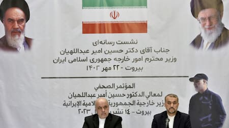 Conferencia de prensa de ministros de Irán por el conflicto en Israel. Foto: EFE.