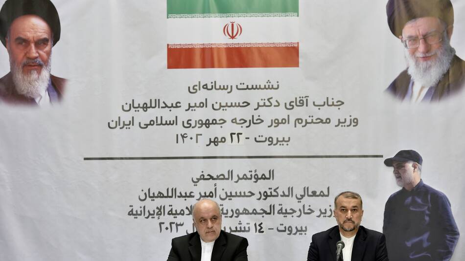 Conferencia de prensa de ministros de Irán por el conflicto en Israel. Foto: EFE.