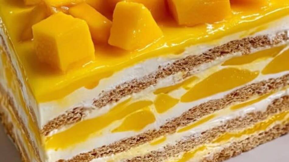 Postre carlotta de durazno.