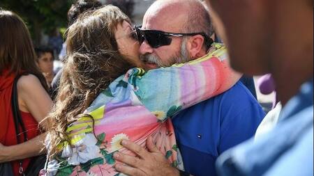 Sergio Maldonado en el último adiós a Santiago Maldonado