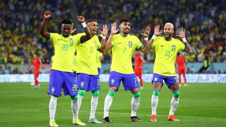 El baile festivo de Brasil ante Corea; Qatar 2022. Foto: Reuters.