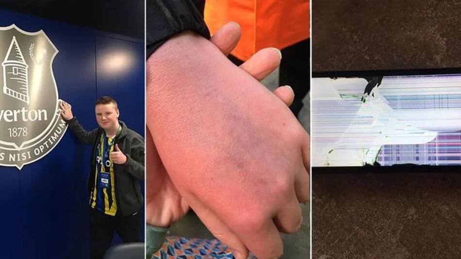 Niño agredido por Cristiano Ronaldo y celular roto. Foto: NA.
