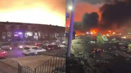 Imágenes del avión que se estrelló en Filadelfia. Foto: Captura.