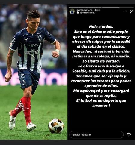 Pedido de disculpas de Kranevitter en Instagram