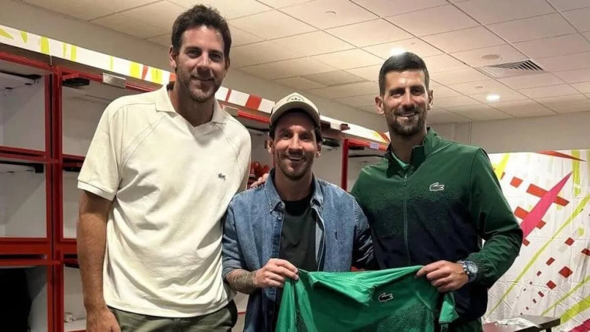 Lionel Messi, Juan Martín Del Potro y Novak Djokovic. Foto: redes sociales.