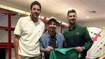 Encuentro de titanes: Lionel Messi y Juan Martín del Potro visitaron a Novak Djokovic en el Miami Open 2025