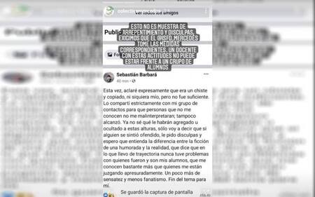 Posteo del profesor Sebastián Barbará, aprobar sin tanga, Corrientes