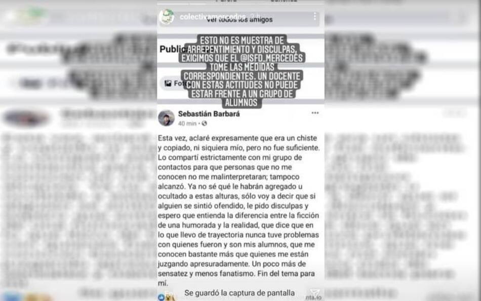 Posteo del profesor Sebastián Barbará, aprobar sin tanga, Corrientes