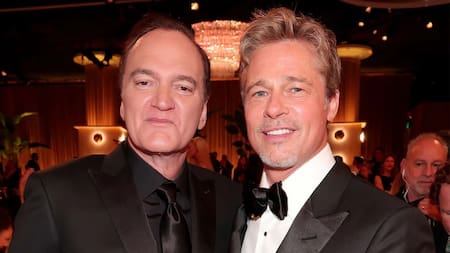 Brad Pitt junto a Quentin Tarantino. Foto: NA.