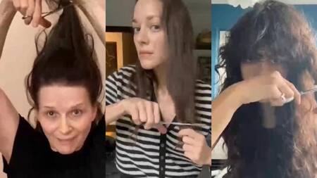 Artistas francesas se cortan el pelo en solidaridad con las mujeres iraníes. Fotos: captura de videos.