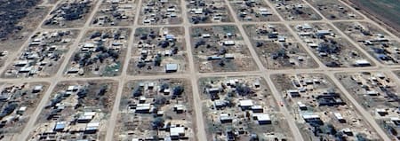 El barrio de San Carlos en la localidad de Pampa del Infierno, en el Chaco. Foto: Google Earth.