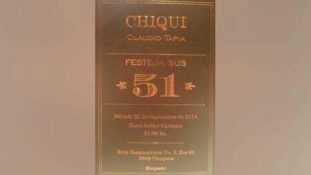Invitación al cumpleaños de Chiqui Tapia