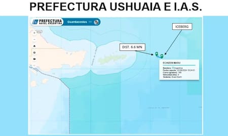 Apareció un iceberg en la costa de Ushuaia y pusieron en alerta a los barcos. NA