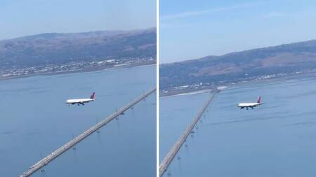 La imagen de un "avión congelado" se viralizó en X. Foto: captura de video.