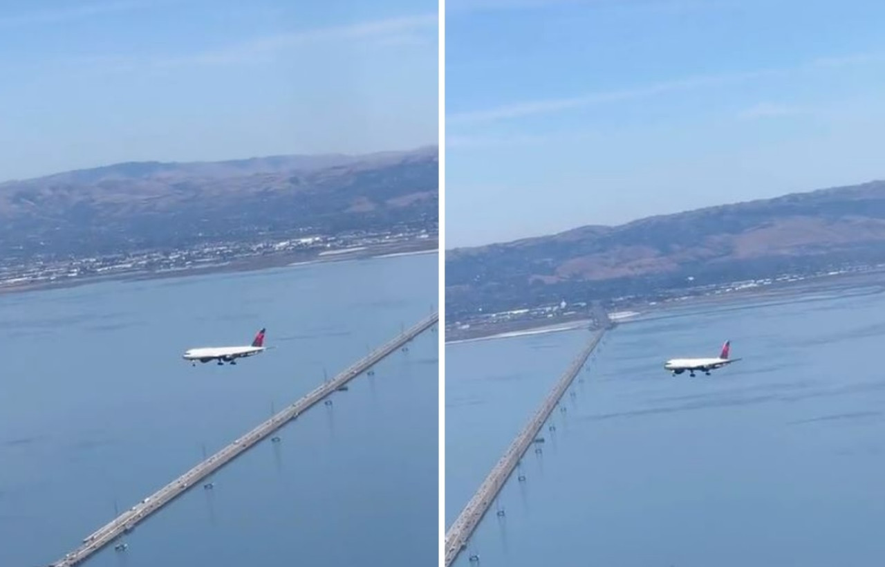 La imagen de un "avión congelado" se viralizó en X. Foto: captura de video.