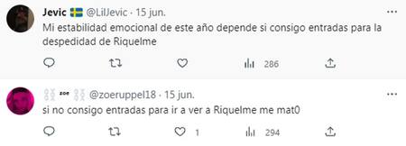 Expectativa por las entradas para la despedida de Juan Román Riquelme. Foto: Captura de Twitter.