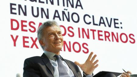 El presidente Mauricio Macri habla en el seminario Democracia y Desarrollo, NA