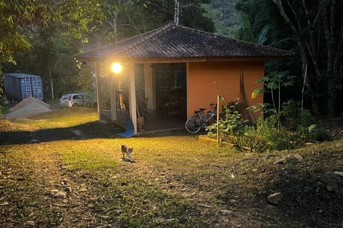 La experiencia se desarrolla en una reserva de Mata Atlántica en Iporanga, donde los participantes aprenden agroforestería, alimentación vegetariana y conservación ambiental, incluyendo el cultivo de una especie nativa en peligro de extinción.