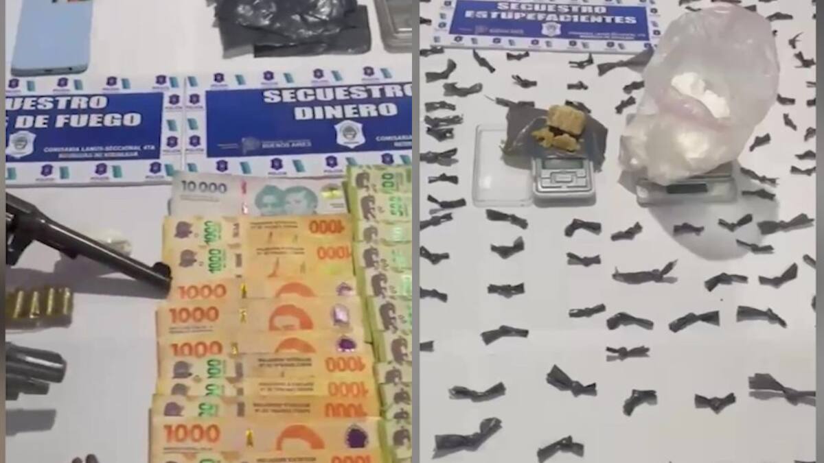Operativo anti droga en Remedios de Escalada: dos detenidos y secuestro de sustancias, armas y dinero en efectivo
