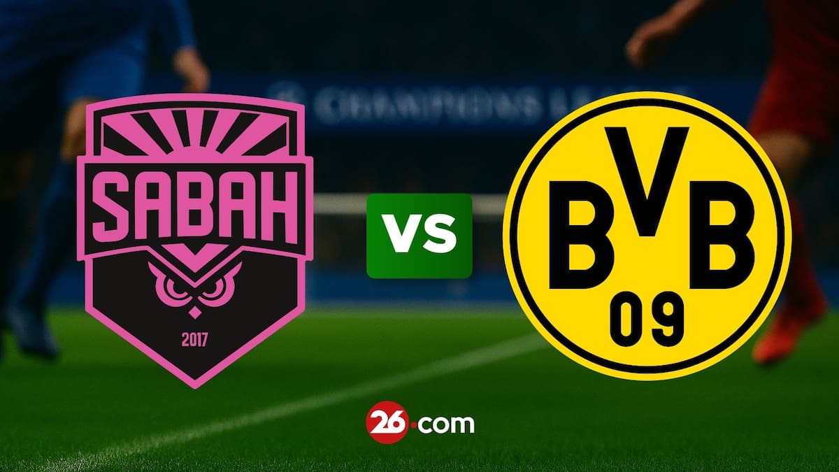 Portada con los escudos de Sabah vs Borussia Dortmund