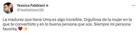 El gesto de la hermana del Ogro Fabbiani para Uma. Foto: Twitter.