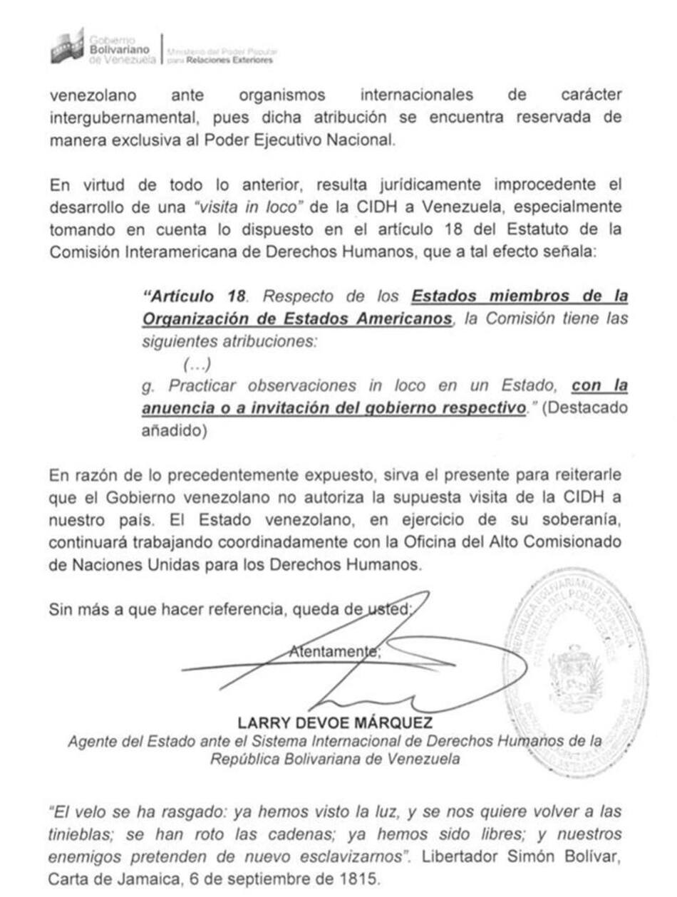 El régimen de Maduro niega autorización a CIDH para entrar a Venezuela