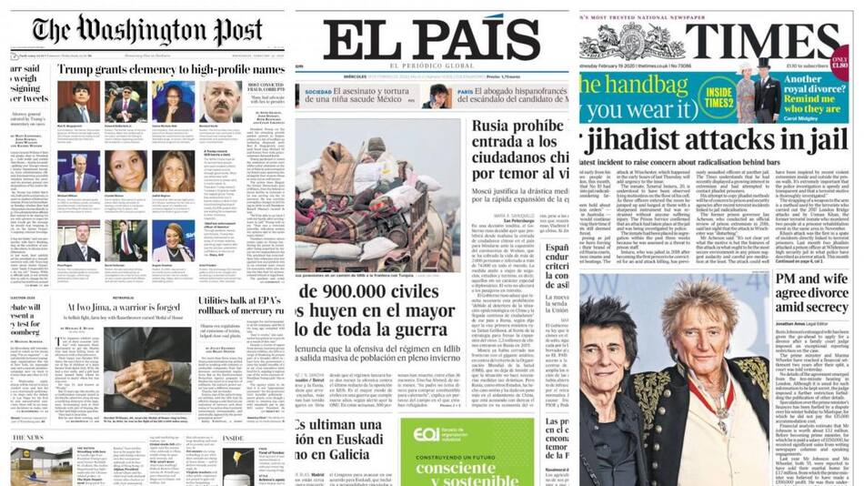 Tapas de diarios miércoles 19 de febrero de 2020