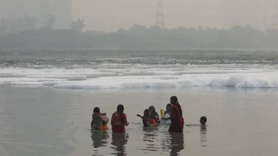 La contaminación en el río Yamuna. Foto: EFE.