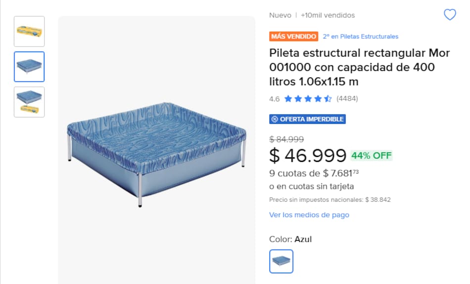 Precios de piletas para casas en Argentina.