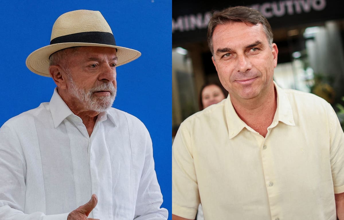Collage de Lula da Silva y Flávio Bolsonaro.