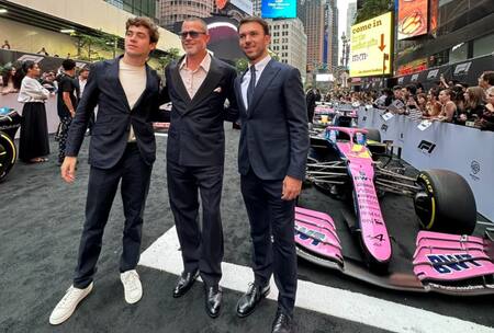 Brad Pitt junto a Franco Colapinto. Foto: NA.