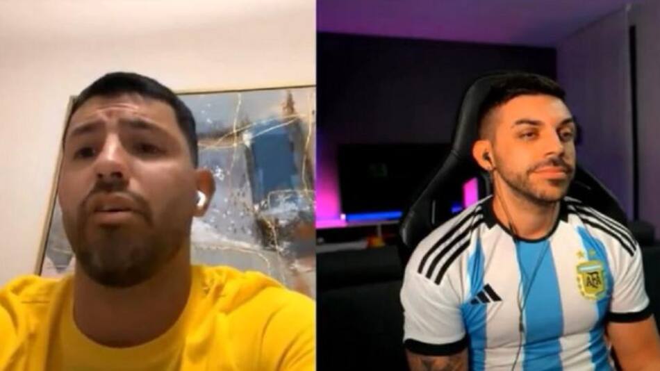 Sergio Agüero y el youtuber español DJ Mario. Foto: NA.