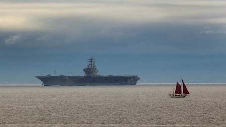 El portaaviones USS Reagan llegó a Corea del Sur. Foto: Reuters.