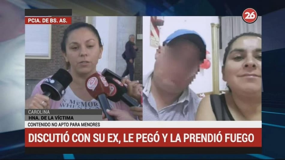 Su ex la prendió fuego delante de sus hijos y lucha por su vida (Canal 26)