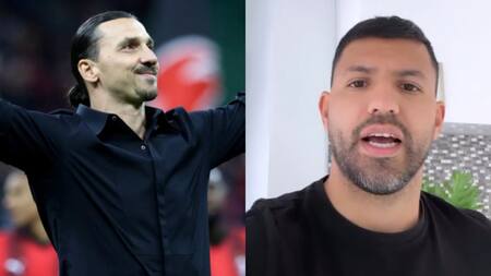 Cruce entre el Kun Agüero y Zlatan Ibrahimovic. Fotos: EFE y captura.