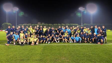 El último entrenamiento de Argentina en Qatar. Foto: NA.