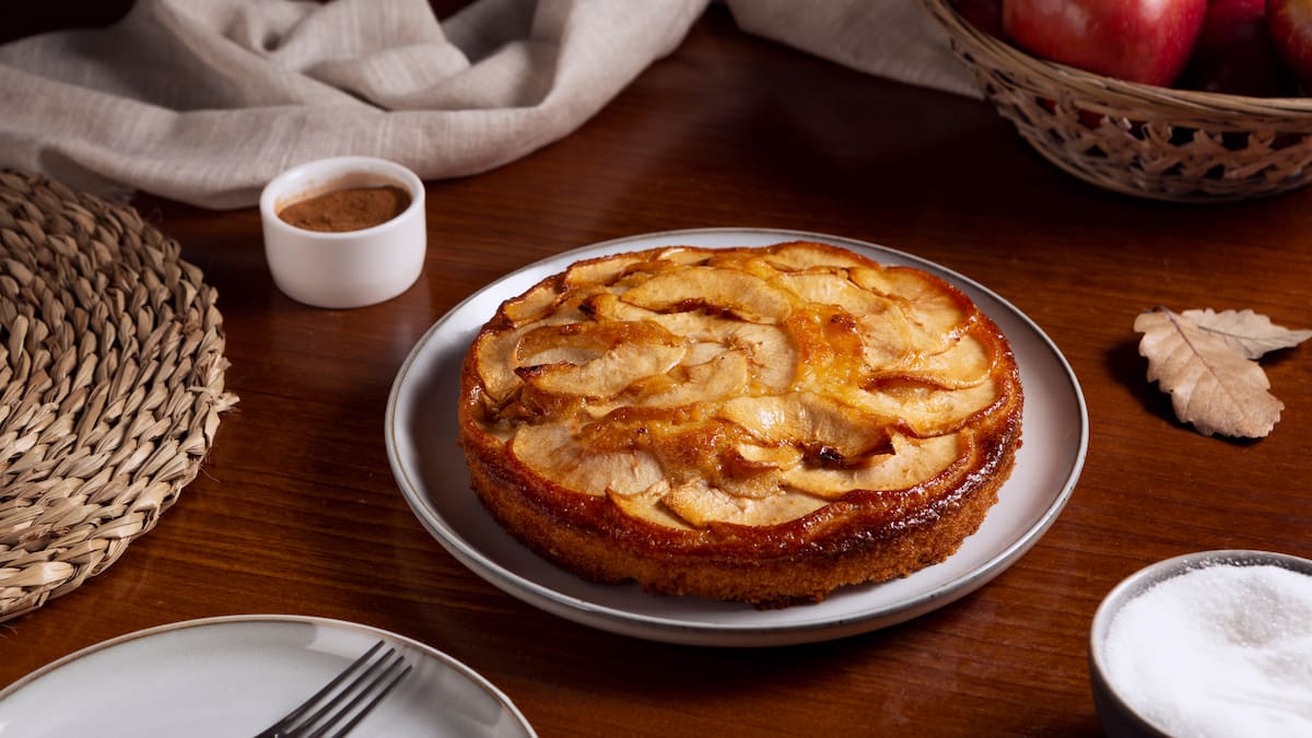 Torta invertida de manzana.