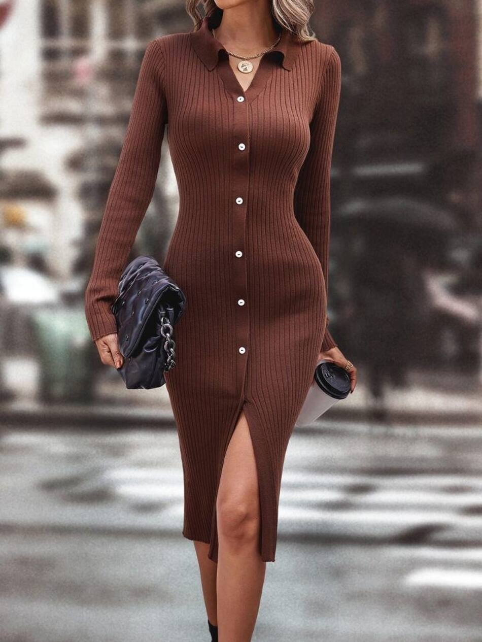 Vestidos de punto con efecto segunda piel. Fo